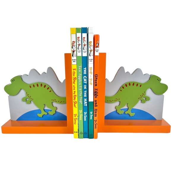 CREATIVE CONCEPTS For Kids ☆ T-Rex Dinosaur Wood Bookends - Picture 1 of 8